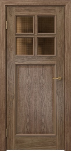 Межкомнатная дверь SL004 (шпон американский орех, стекло бронзовое кризет)