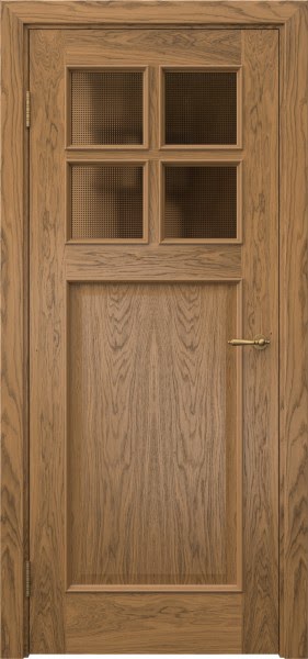 Межкомнатная дверь SL004 (шпон дуб античный с патиной, стекло бронзовое кризет)