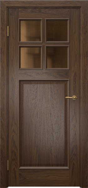 Межкомнатная дверь SL004 (шпон мореный дуб, стекло бронзовое кризет)
