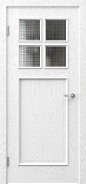 Межкомнатная дверь SL004 (шпон ясень белый, стекло кризет)