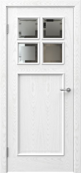 Межкомнатная дверь SL004 (шпон ясень белый, стекло с фацетом)