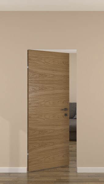 Скрытая дверь ZK001 (натуральный дубовый шпон, с алюминиевой кромкой)