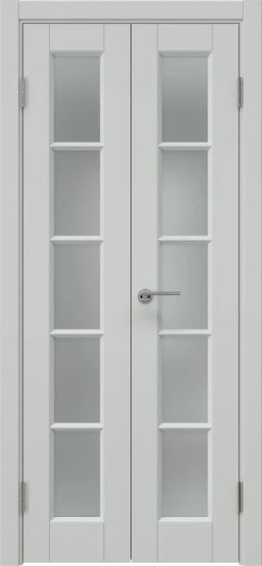 Распашная двустворчатая дверь ZK010 (эмаль светло-серая, матовое стекло, 40 см)