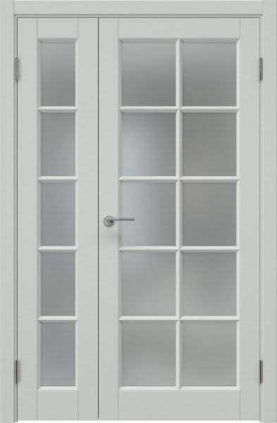 Распашная полуторная дверь ZK010 (эмаль светло-серая, матовое стекло)