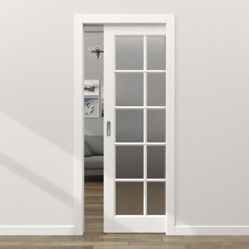 Одностворчатая дверь-пенал ZK010 (эмаль белая, матовое стекло)