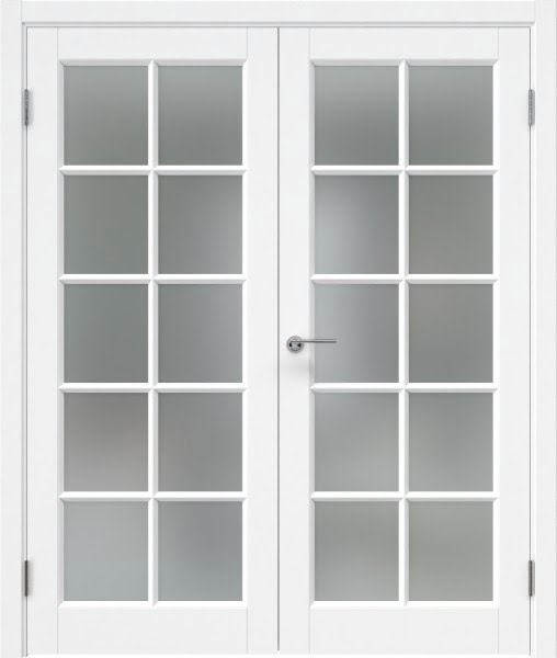 Распашная двустворчатая дверь ZK010 (эмаль белая, матовое стекло)