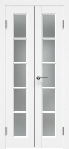 Распашная двустворчатая дверь ZK010 (эмаль белая, матовое стекло, 40 см)