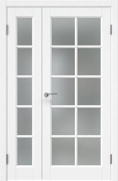 Распашная полуторная дверь ZK010 (эмаль белая, матовое стекло)