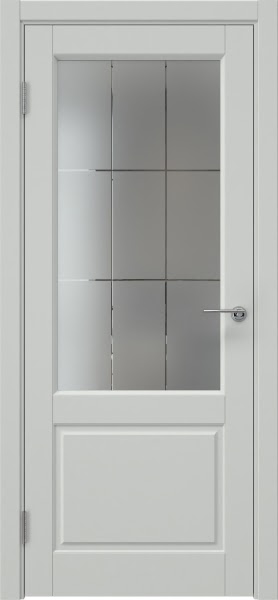 Межкомнатная дверь ZK011 (эмаль светло-серая, стекло с гравировкой)