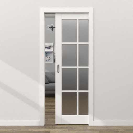 Одностворчатая дверь-пенал ZK012 (эмаль белая, матовое стекло)