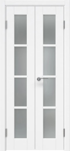 Распашная двустворчатая дверь ZK012 (эмаль белая, матовое стекло, 40 см)