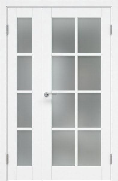 Распашная полуторная дверь ZK012 (эмаль белая, матовое стекло)