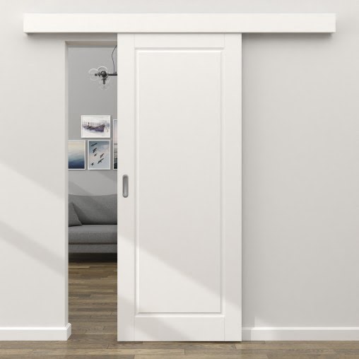 Раздвижная одностворчатая дверь ZK012 (эмаль белая, глухая)