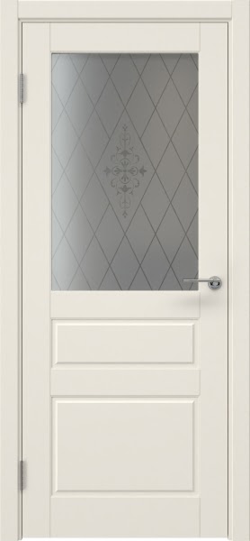 Межкомнатная дверь ZK013 (эмаль слоновая кость, стекло с узором)