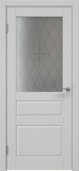 Межкомнатная дверь ZK013 (эмаль светло-серая, стекло с узором)