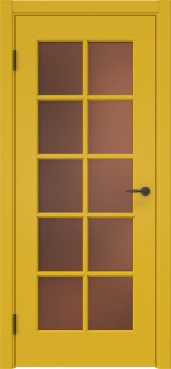 Межкомнатная дверь ZK022 (эмаль RAL 1032, матовое стекло бронзовое)