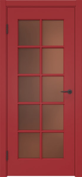 Межкомнатная дверь ZK022 (эмаль RAL 3001, матовое стекло бронзовое)