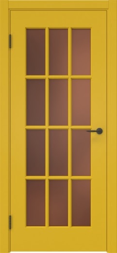 Межкомнатная дверь ZK023 (эмаль RAL 1032, матовое стекло бронзовое)
