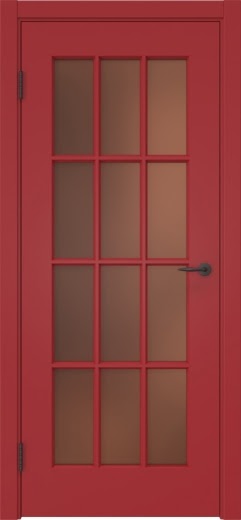 Межкомнатная дверь ZK023 (эмаль RAL 3001, матовое стекло бронзовое)