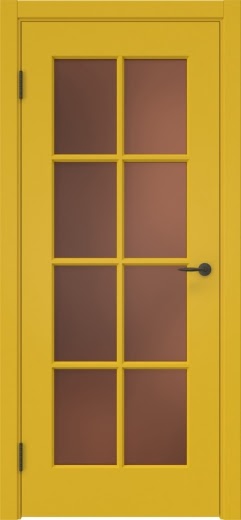 Межкомнатная дверь ZK024 (эмаль RAL 1032, матовое стекло бронзовое)