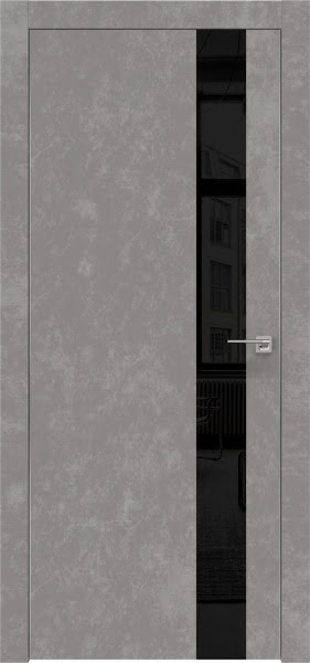 Межкомнатная дверь ZM004 (экошпон «бетон» / лакобель черный)