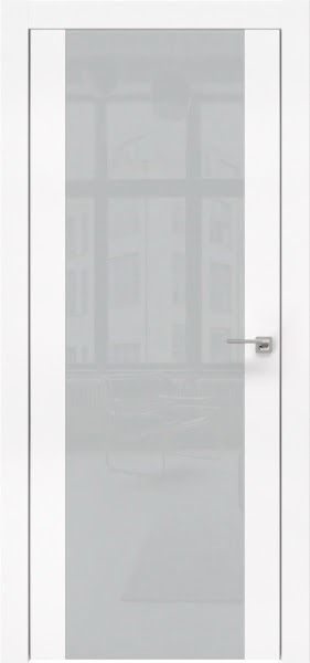 Межкомнатная дверь ZM006 (экошпон белый / лакобель светло-серый)