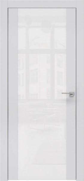 Межкомнатная дверь ZM006 (экошпон светло-серый / лакобель белый)