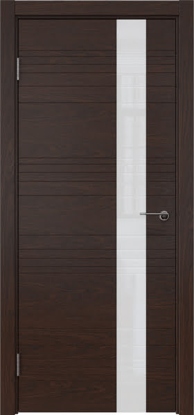 Межкомнатная дверь ZM009 (шпон дуб коньяк, лакобель белый)