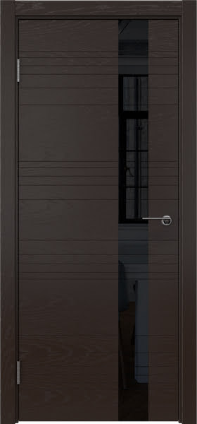 Межкомнатная дверь ZM009 (шпон ясень темный, лакобель черный)