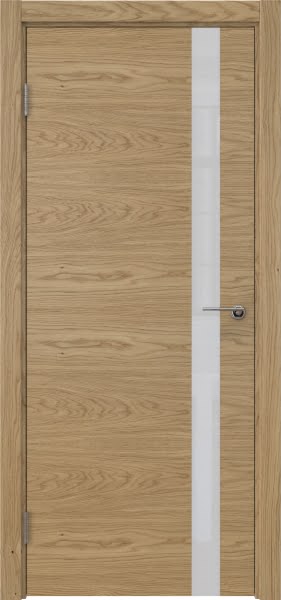 Межкомнатная дверь ZM012 (натуральный шпон дуба, лакобель белый)