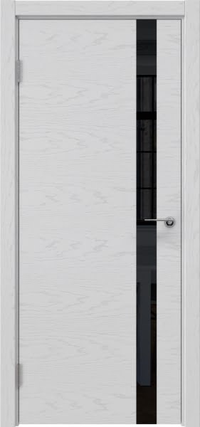 Межкомнатная дверь ZM012 (шпон ясень светло-серый, лакобель черный)