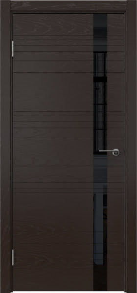 Межкомнатная дверь ZM014 (шпон ясень темный, лакобель черный)