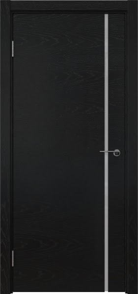 Межкомнатная дверь ZM016 (шпон ясень черный, триплекс белый)