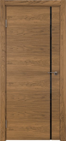 Межкомнатная дверь ZM016 (шпон дуб античный с патиной, триплекс черный)