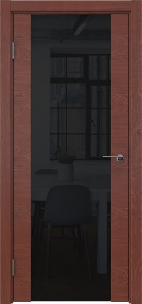 Межкомнатная дверь ZM018 (шпон красное дерево, триплекс черный)