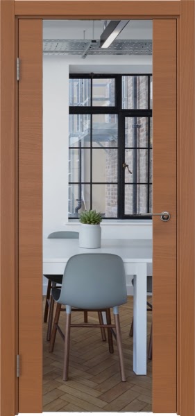 Межкомнатная дверь ZM018 (шпон анегри, зеркало)