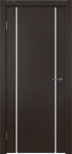 Межкомнатная дверь ZM020 (шпон ясень темный, триплекс белый)