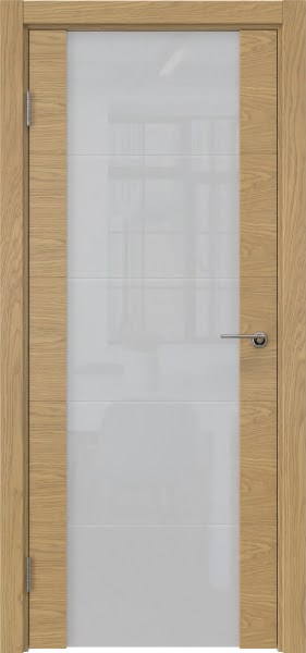 Межкомнатная дверь ZM021 (натуральный шпон дуба, триплекс белый)