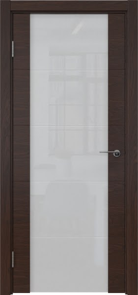 Межкомнатная дверь ZM021 (шпон дуб коньяк, триплекс белый)