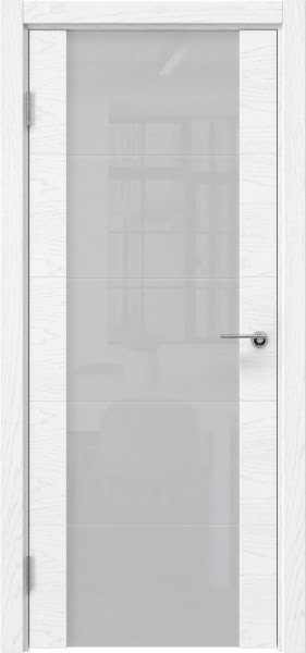 Межкомнатная дверь ZM021 (шпон ясень белый, триплекс белый)