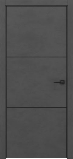 Межкомнатная дверь ZM047 (экошпон «бетон темный», алюминиевая кромка черная)