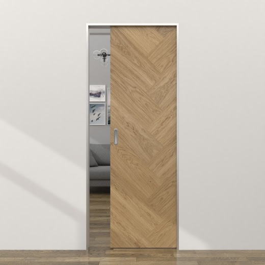 Одностворчатая дверь-пенал ZM055 (натуральный шпон дуба)