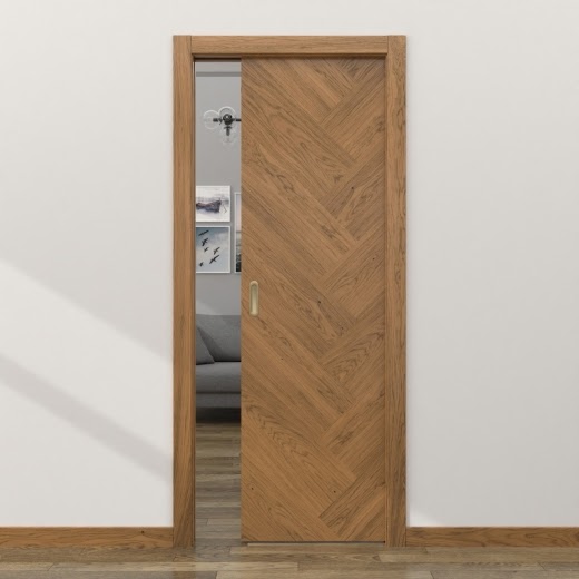 Одностворчатая дверь-пенал ZM055 (шпон дуб античный с патиной, глухая)