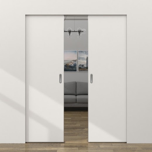 Двустворчатая дверь-пенал ZM057 (под покраску, глухая, алюминиевая кромка с 4 сторон)