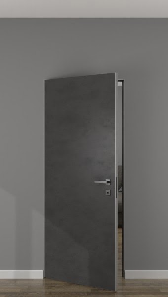 Скрытая дверь ZM060 (экошпон «бетон темный», алюминиевая кромка)