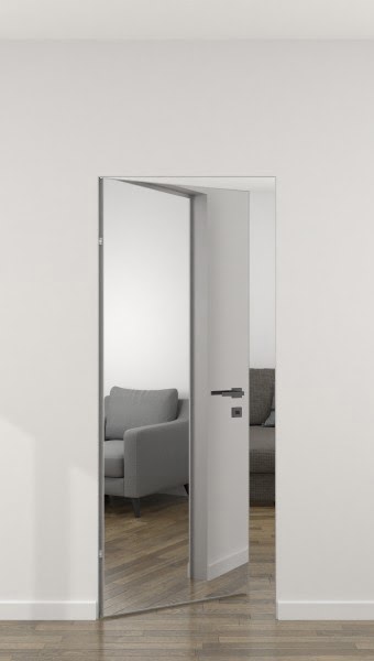 Скрытая дверь ZM064 (зеркало / под покраску, алюминиевая кромка)