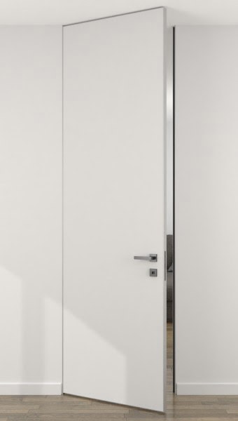 Скрытая дверь ZM070 (под покраску / глухая, алюминиевая кромка с 4 сторон)