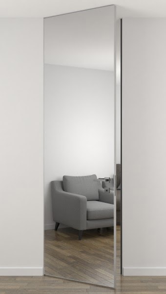Скрытая дверь ZM075 (зеркало / под покраску, алюминиевая кромка с 4 сторон)