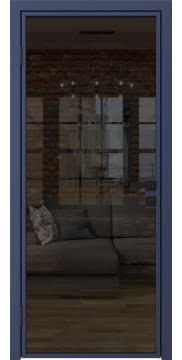 Алюминиевая межкомнатная дверь 1AG («синий матовый» / стекло тонированное) — 4776