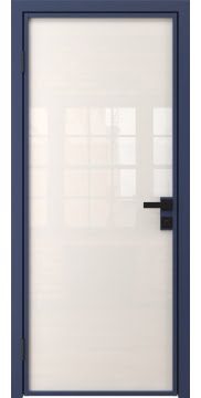 Алюминиевая межкомнатная дверь 1AG («синий матовый» / триплекс белый) — 4775